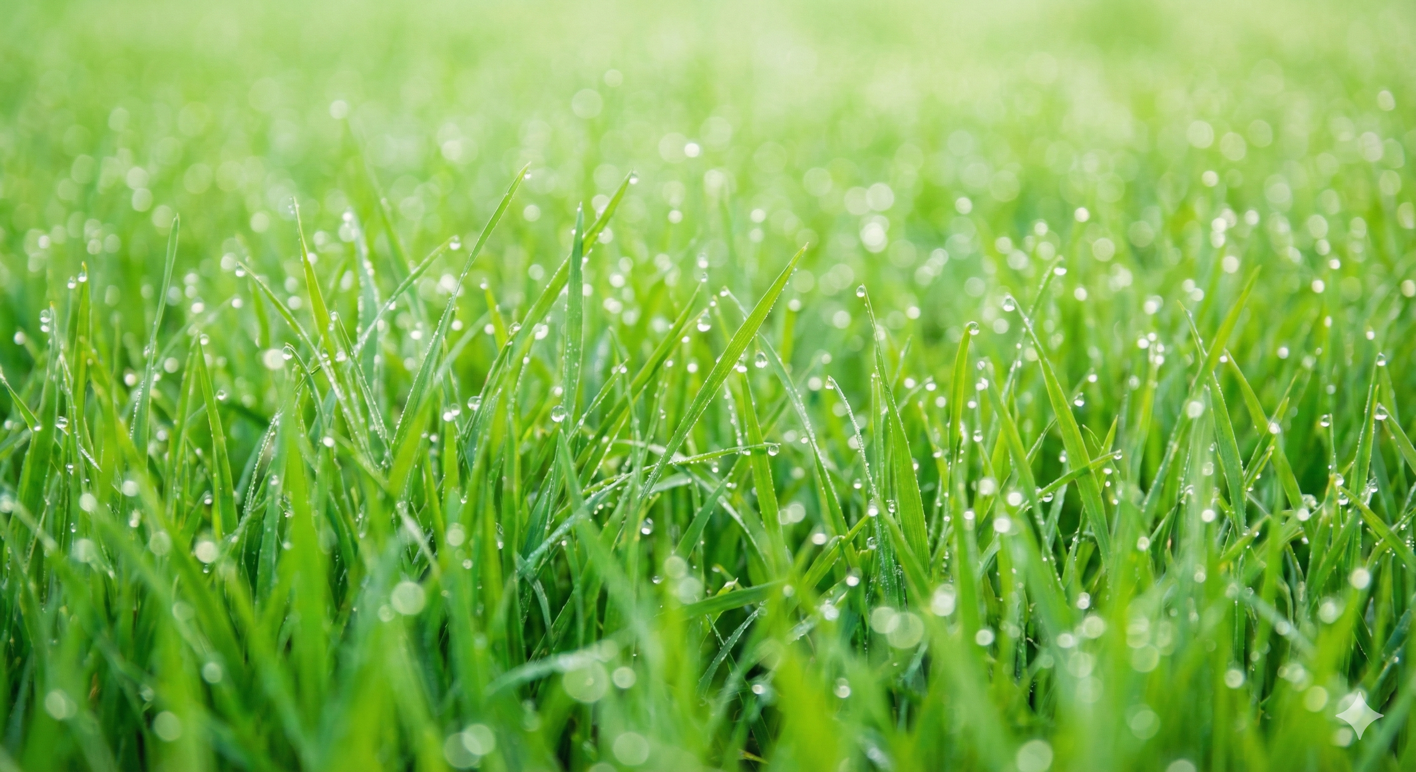 Lush green lawn with a sprinkler system running