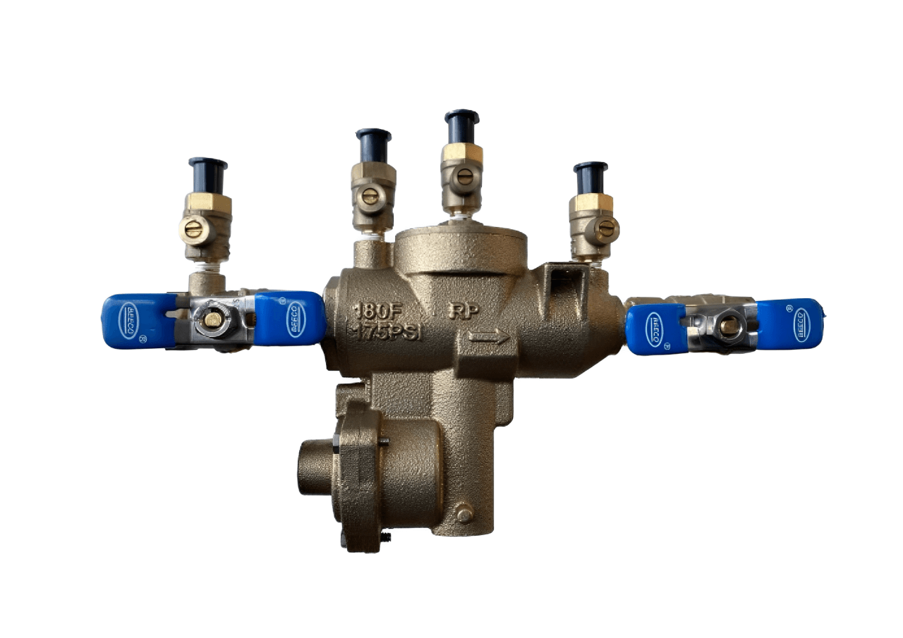 Illustration of a Reduced Pressure Principle Backflow Assembly (RPBA / RPZ)
